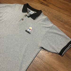 Vintage Dynasty Grey Pittsburgh Steelers Polo Shirt Mens XL